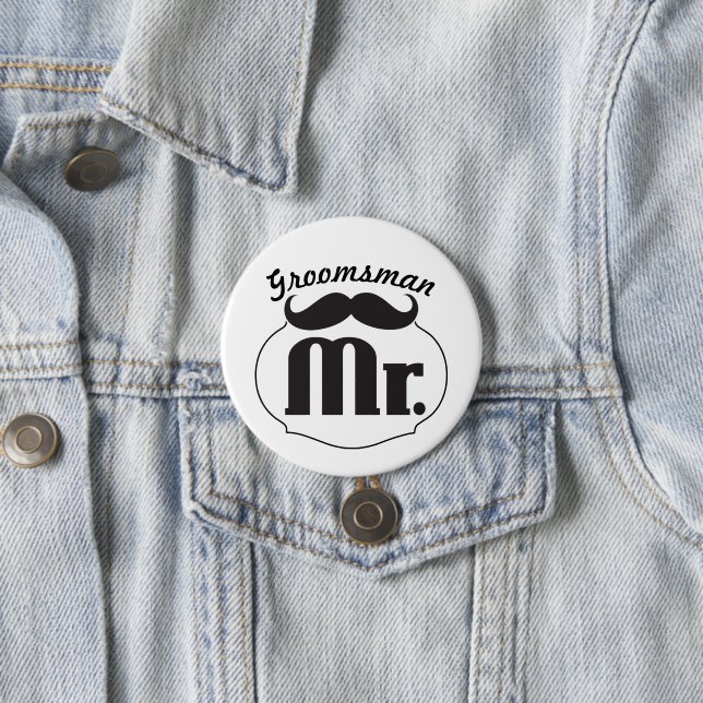 Mr. Groom Moustache 7.5 Cm Round Badge (In Situ)