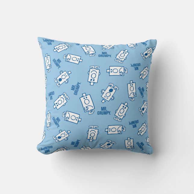 Mr Grumpy | Blue Emotion Toss Pattern Cushion (Front)