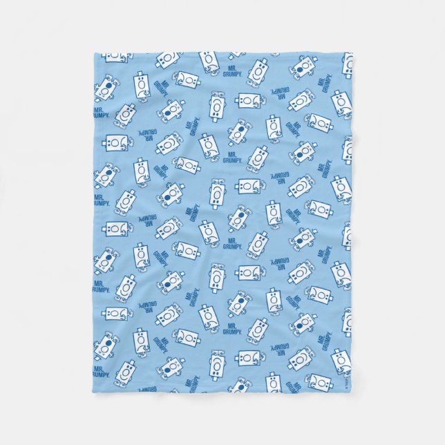 Mr Grumpy | Blue Emotion Toss Pattern Fleece Blanket (Front)
