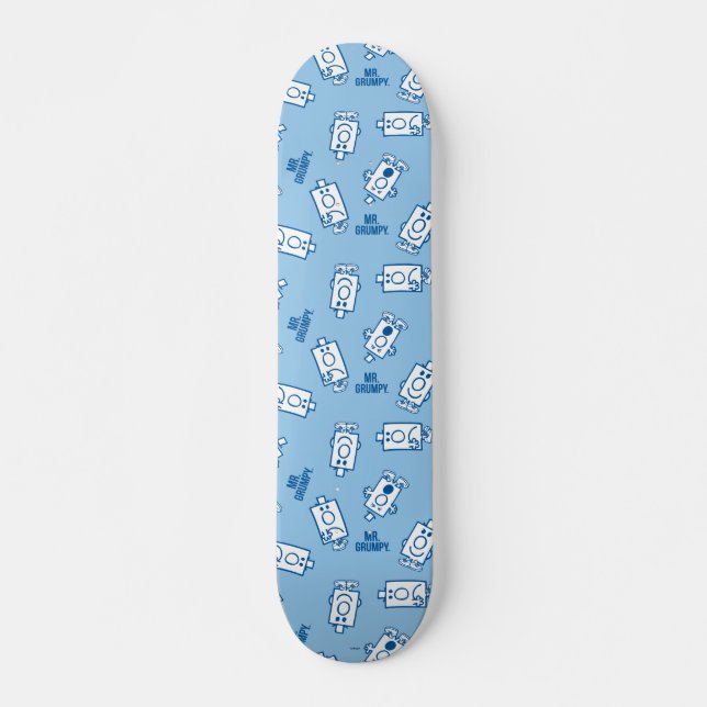 Mr Grumpy | Blue Emotion Toss Pattern Skateboard (Front)