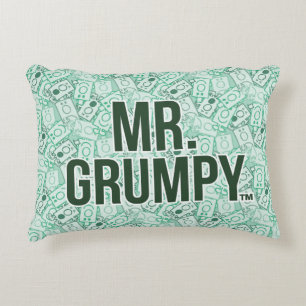 Mr Grumpy   Green Name and Character Toss Pattern Decorative Cushion