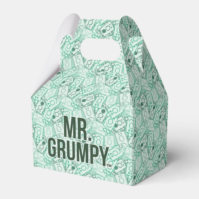 Mr Grumpy | Green Name and Character Toss Pattern Favour Box (Front Side)