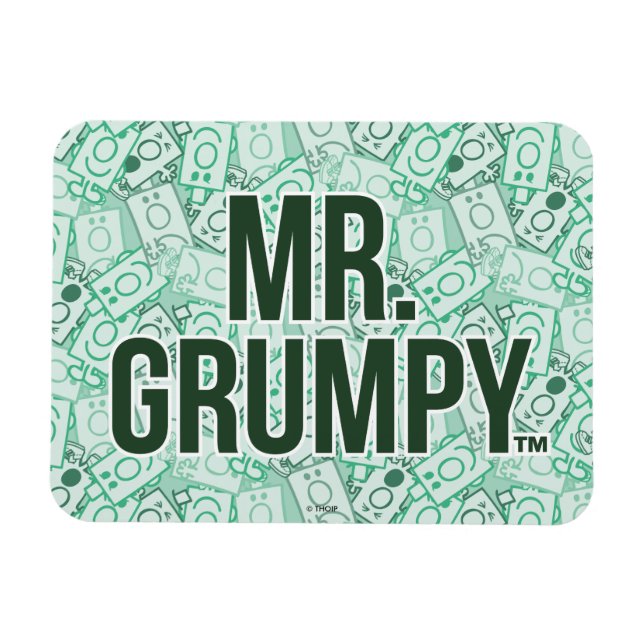 Mr Grumpy | Green Name and Character Toss Pattern Magnet (Horizontal)