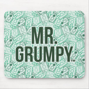 Mr Grumpy   Green Name and Character Toss Pattern Mouse Pad