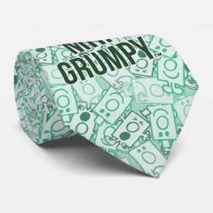 Mr Grumpy   Green Name and Character Toss Pattern Tie