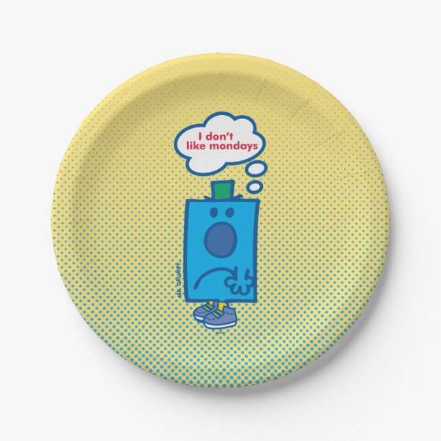 Mr Grumpy | I Don't Like Mondays Thought Bubble Paper Plate (Front)