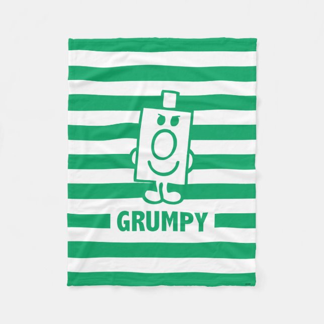 Mr Grumpy | Mischievous Grin and Green Stripes Fleece Blanket (Front)