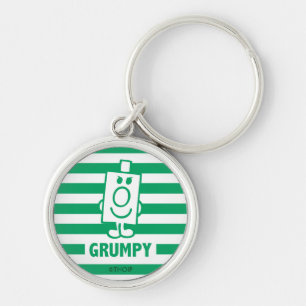 Mr Grumpy   Mischievous Grin and Green Stripes Key Ring