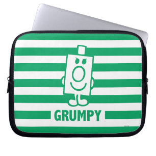 Mr Grumpy Mischievous Grin and Green Stripes Laptop Sleeve