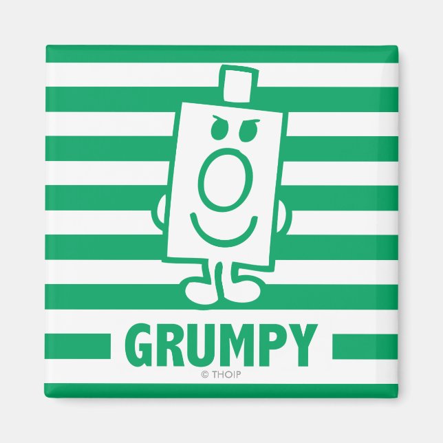 Mr Grumpy | Mischievous Grin and Green Stripes Magnet (Front)