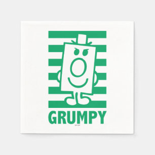 Mr Grumpy Mischievous Grin and Green Stripes Napkin