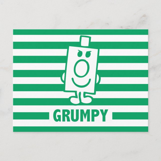 Mr Grumpy | Mischievous Grin and Green Stripes Postcard (Front)
