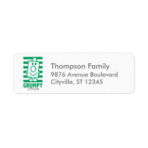 Mr Grumpy   Mischievous Grin and Green Stripes Return Address Label