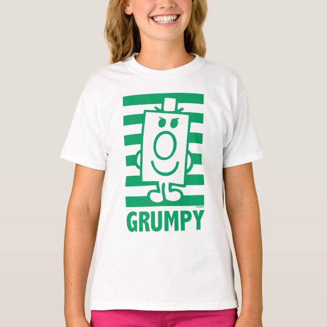 Mr Grumpy | Mischievous Grin and Green Stripes T-Shirt (Front)