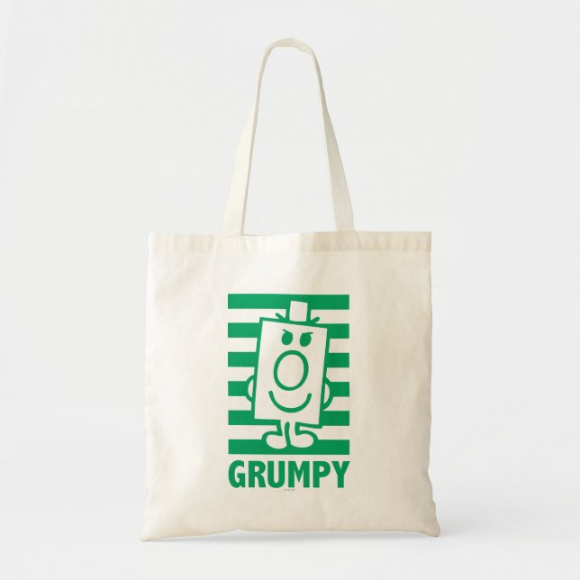 Mr Grumpy | Mischievous Grin and Green Stripes Tote Bag (Front)