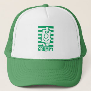 Mr Grumpy   Mischievous Grin and Green Stripes Trucker Hat