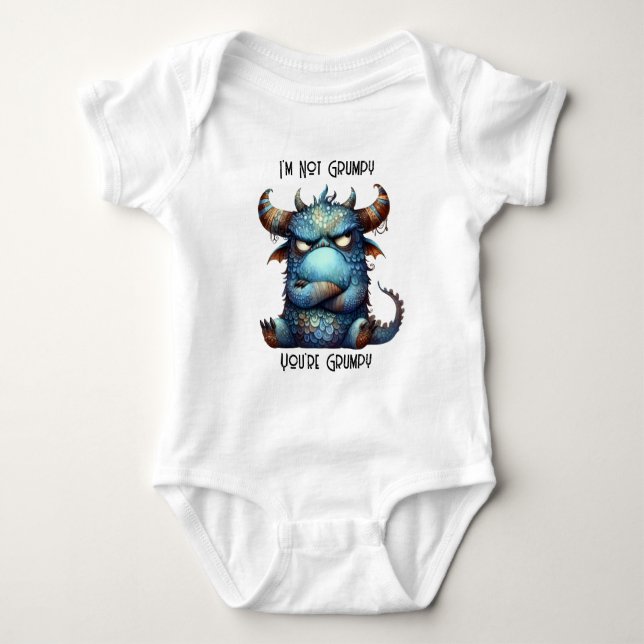 Mr. Grumpy Monster Baby Bodysuit (Front)