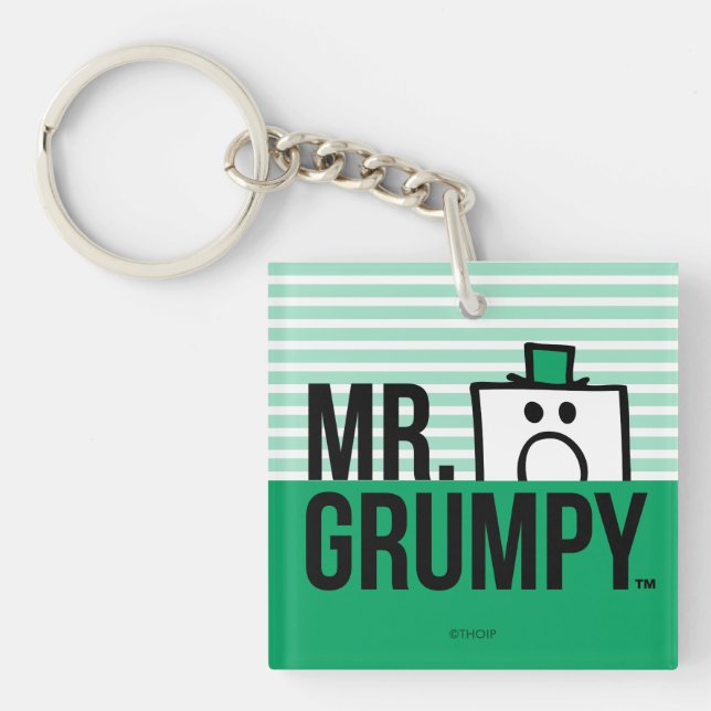 Mr Grumpy | Peeking Head Over Name Key Ring (Front)
