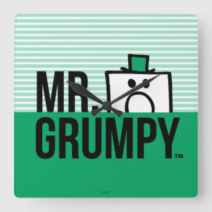 Mr Grumpy Peeking Head Over Name Square Wall Clock