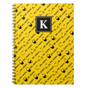 Mr Happy All Smiles Pattern Monogram Notebook