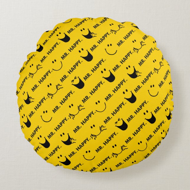 Mr Happy | All Smiles Pattern Round Cushion (Front)