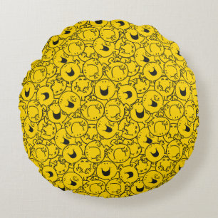 Mr  Happy   Batch of Yellow Smiles Pattern Round Cushion