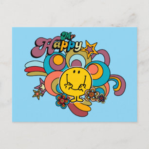 Mr. Happy   Colourful Swirls & Stars Postcard