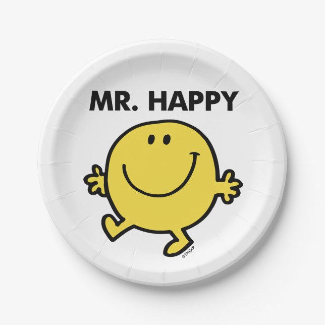Mr. Happy | Dancing & Smiling Paper Plate (Front)