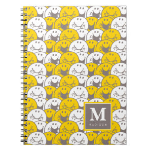 Mr Happy Flashing Smiles Pattern Add Your Name Notebook