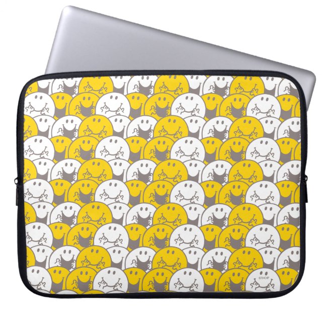 Mr Happy | Flashing Smiles Pattern Laptop Sleeve (Front)