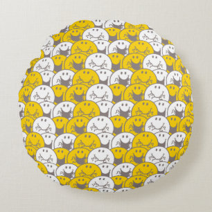 Mr Happy   Flashing Smiles Pattern Round Cushion