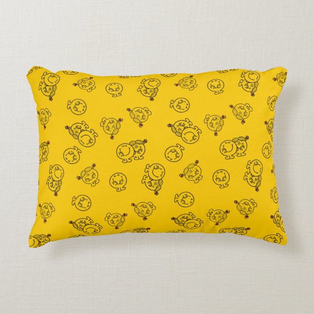 Mr Happy & Little Miss Sunshine | Yellow Pattern Decorative Cushion (Front)
