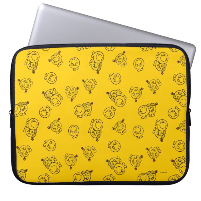 Mr Happy & Little Miss Sunshine | Yellow Pattern Laptop Sleeve (Front)