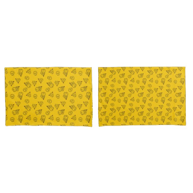Mr Happy & Little Miss Sunshine | Yellow Pattern Pillowcase (Front-Set)