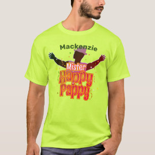 Mr Happy Pappy with Hat and Your Name T-Shirt