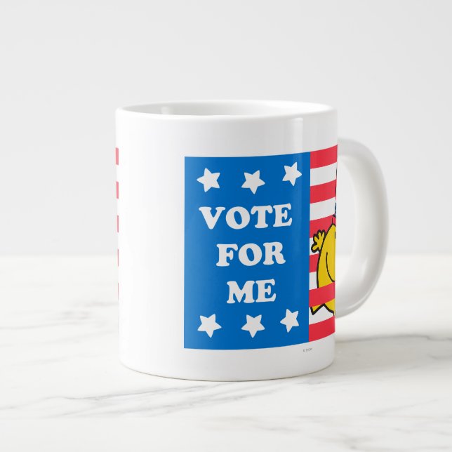 Mr. Happy Vote For Me Flag Large Coffee Mug (Front Right)