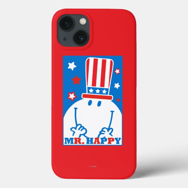 Mr. Happy With Patriotic Hat Case-Mate iPhone Case (Back)