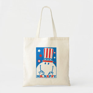 Mr. Happy With Patriotic Hat Tote Bag