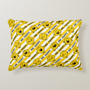 Mr Happy   Yellow Stripes Pattern Decorative Cushion