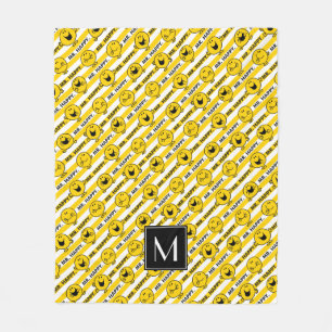 Mr Happy Yellow Stripes Pattern Monogram Fleece Blanket
