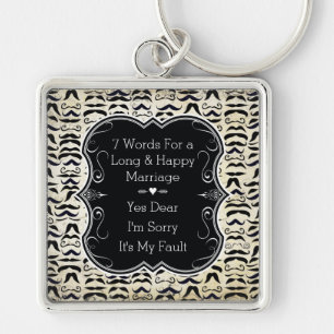 Mr. Hipster Moustache 7 Words Happy Marriage Key Ring