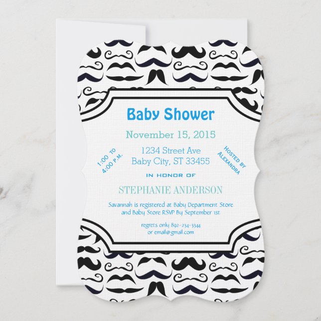 Mr. Hipster Moustache Vintage Retro Invitation (Front)