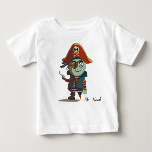 Mr. Hook Pirate Patch Hat Captain Skull Cartoon Baby T-Shirt