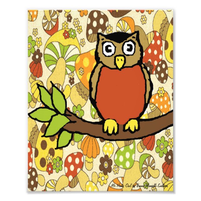 Mr Hooty Owl Baby Wall Print (Front)