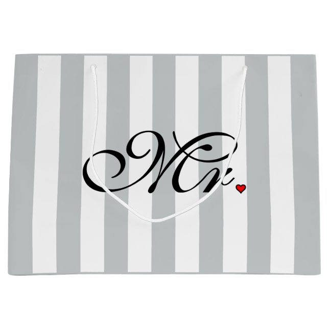 Mr. Husband Groom Click to Customise Colour Stripe Large Gift Bag (Front)