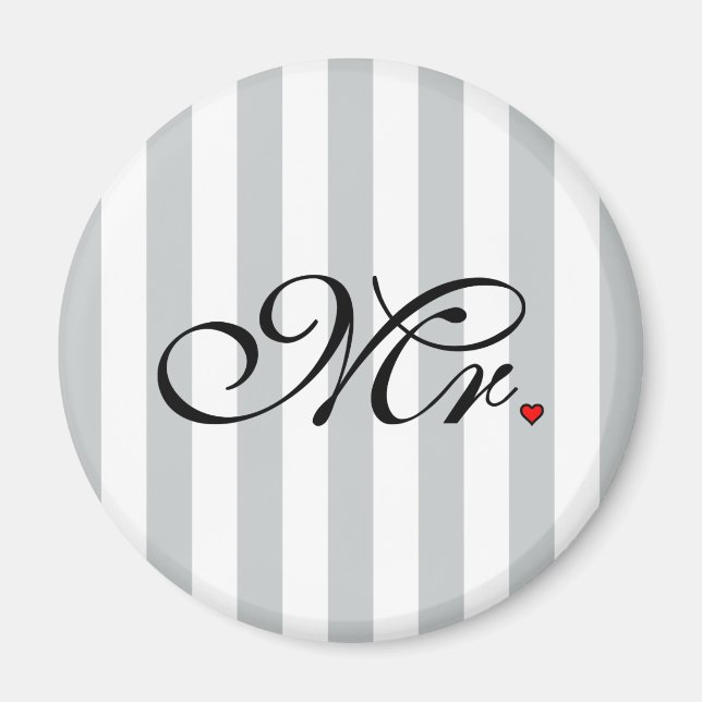 Mr. Husband Groom Click to Customise Colour Stripe Magnet (Front)