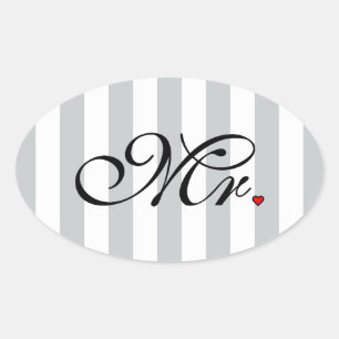 Mr. Husband Groom Click to Customise Colour Stripe Oval Sticker