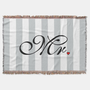 Mr. Husband Groom Click to Customise Colour Stripe Throw Blanket