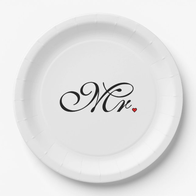 Mr. Husband Groom His Her Newly Weds Paper Plate (Front)