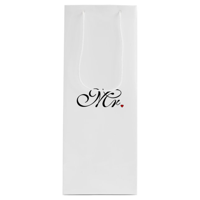 Mr. Husband Groom His Her Newly Weds Wine Gift Bag (Front)